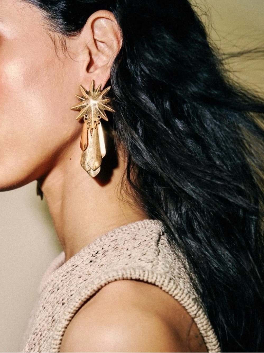 Zara Golden Fringed Sun Metal Earrings. Brand new!